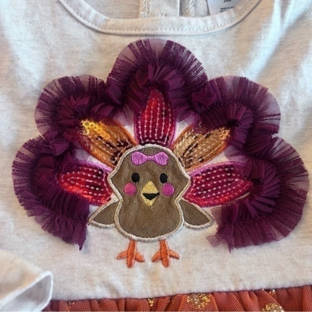 Little lass baby Thanksgiving turkey holiday top size 24 months